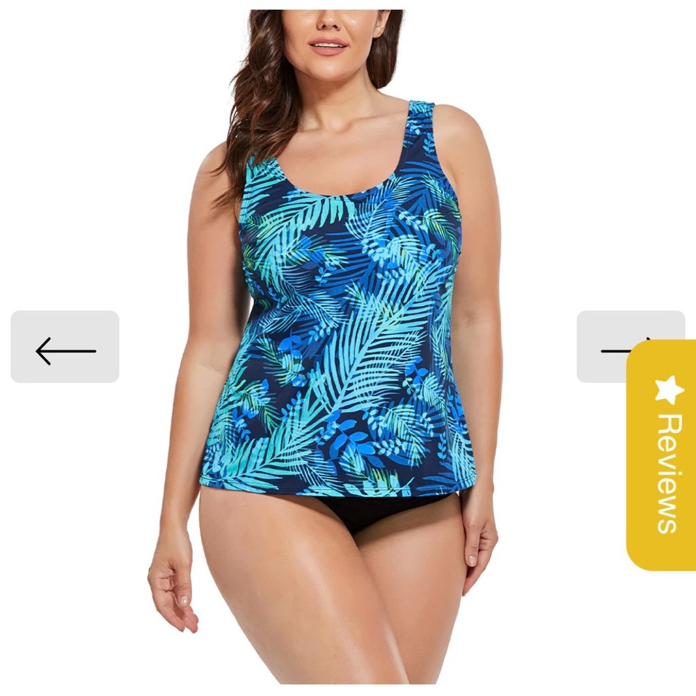 NWT tropical leaf print Tankini swim set - XL